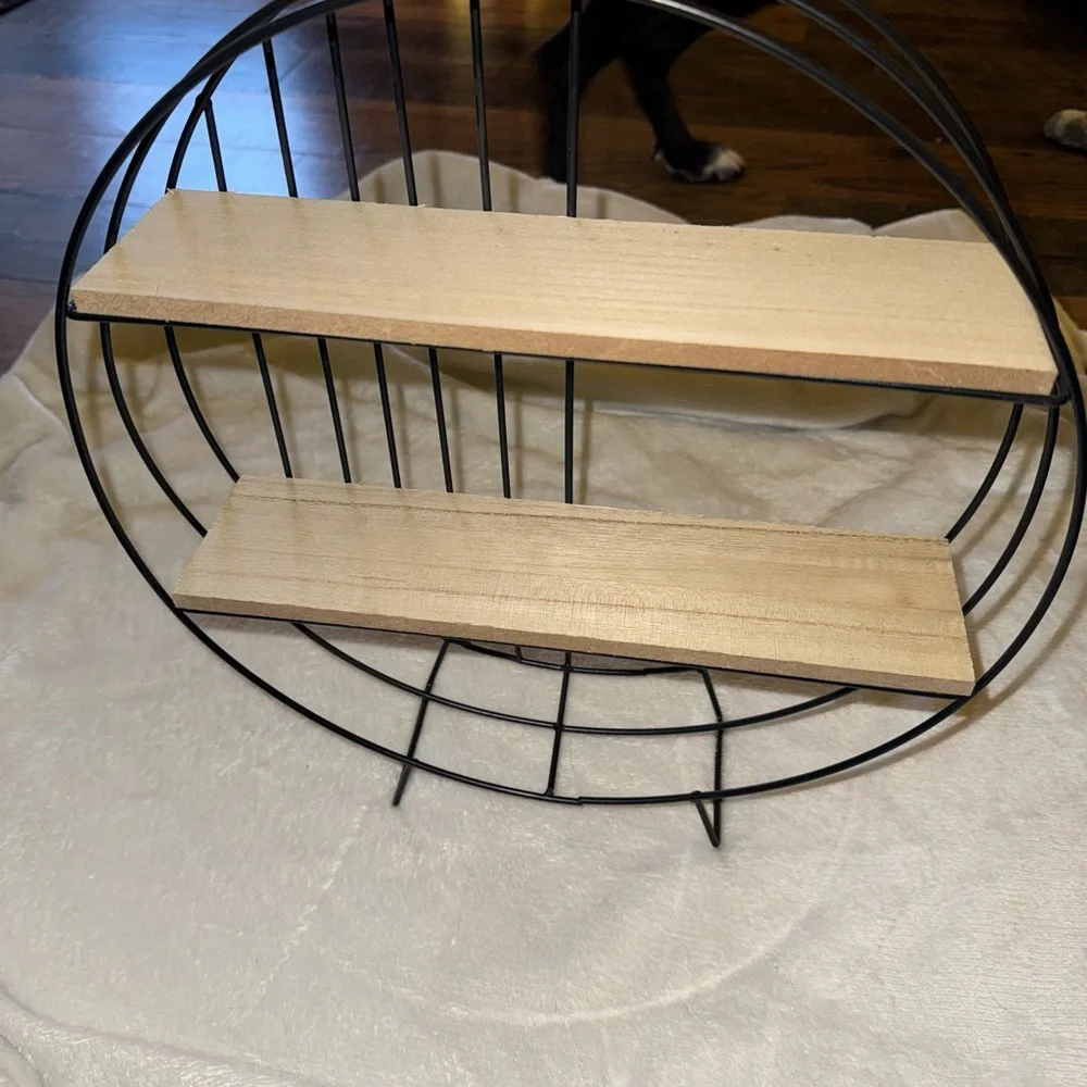 Black and Brown Circular Wall Shelf